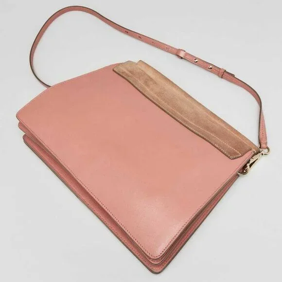 Chloe Pink/Brown Leather and Suede Faye Medium Shoulder Bag